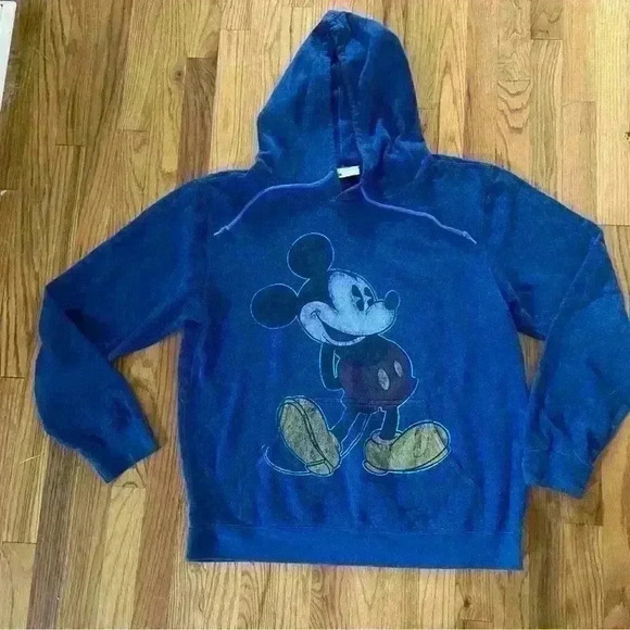 Disney Parks Official Mickey Mouse Hoodie Size XXL Blue Distressed Mickey - Picture 1 of 8